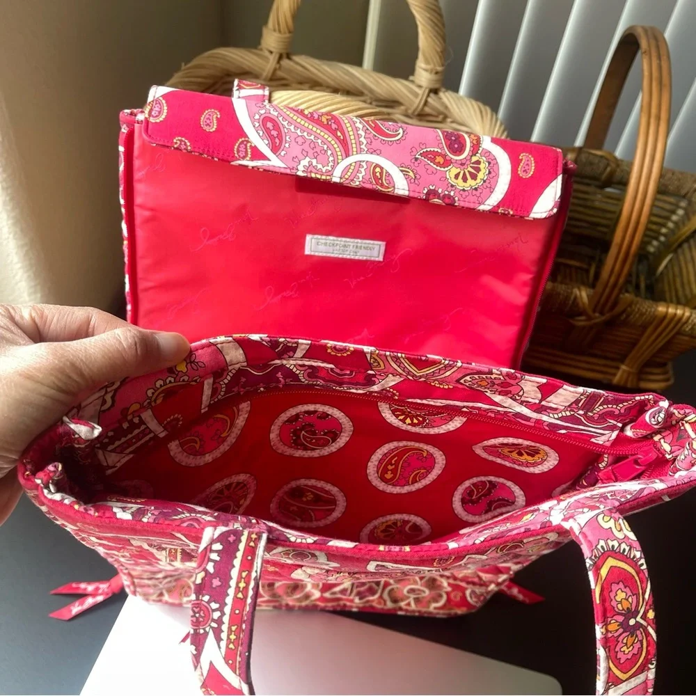 Vera Bradley Quilted Red Floral Personal Laptop Bag